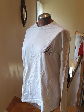 Vans Vint. White Long Sleeve Tee - Purple Daisy Graphic - Women Womxn Womyn - L